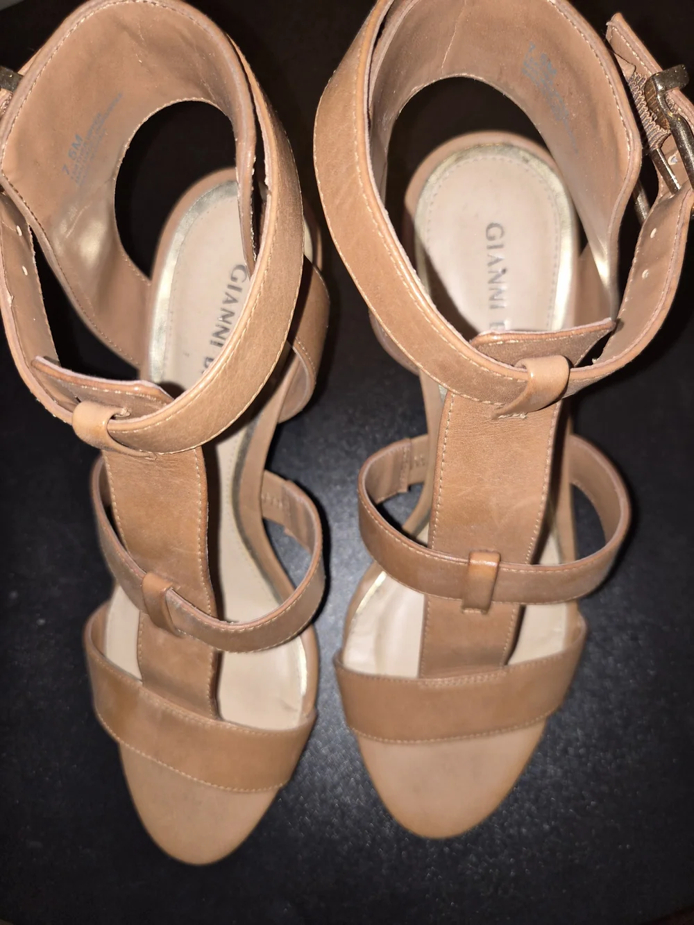 Gianni Bini Tan Strappy Mid-Heel Sandals